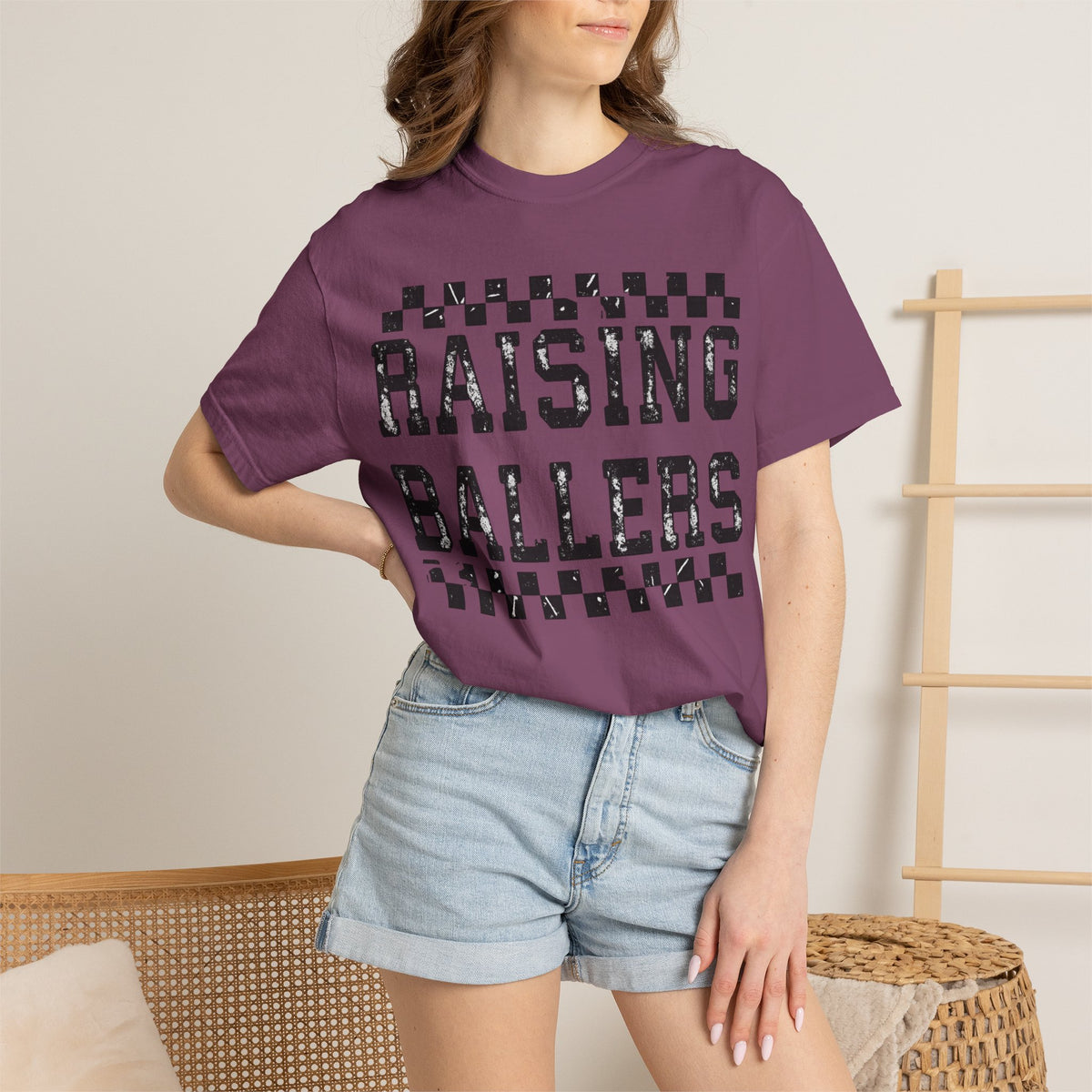 Raising Ballers T-Shirt — Vintage Checkerboard Kids Basketball Parent Tee