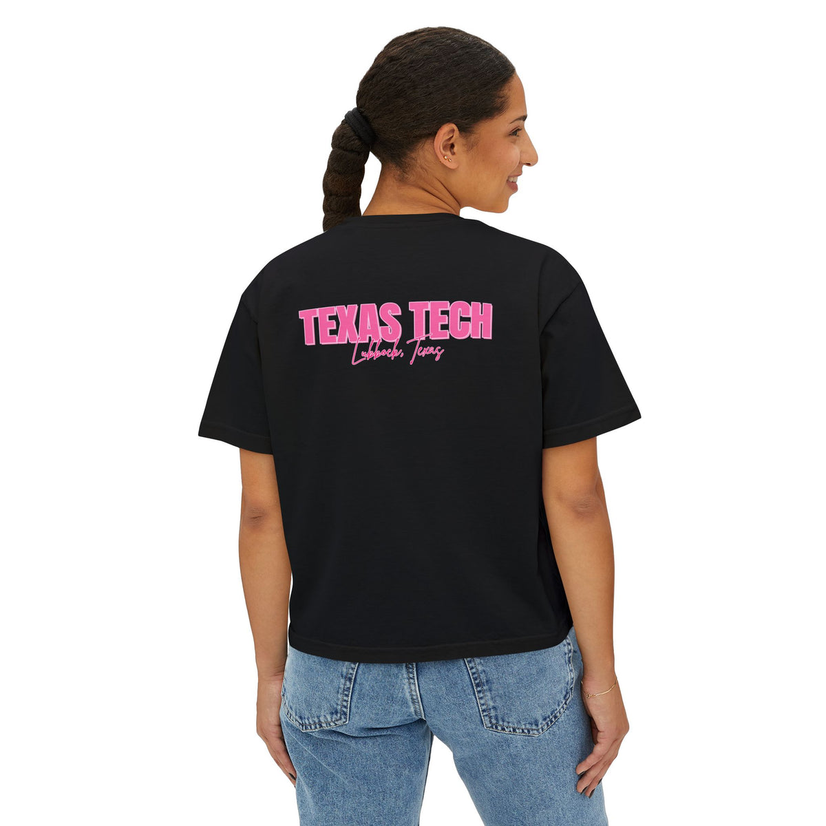Texas Tech Lubbock Pink State Map Women's Boxy Tee