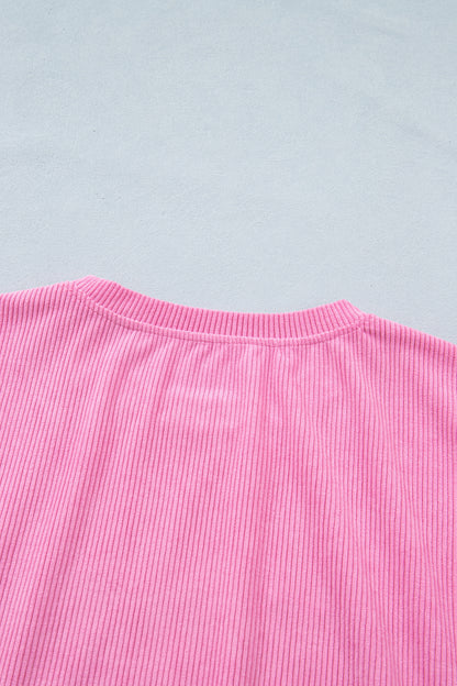 Bonbon Sweet Girl Embroidered Graphic Rib Textured Top