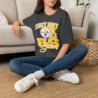 They Not Like Us Steelers T-Shirt — Vintage Yellow NFL Fan Tee