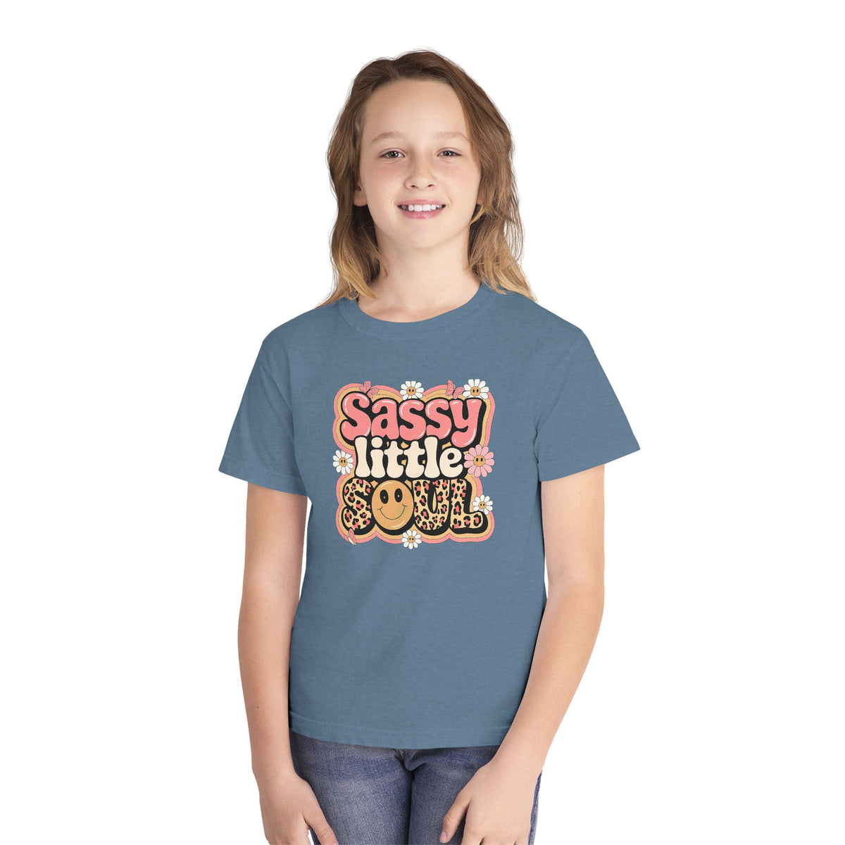 Youth Tee — "Sassy Little Soul" Retro Smiley Graphic