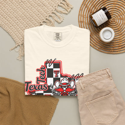 Texas Checkered Bull T-Shirt — Retro Cowboy State Graphic Tee