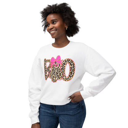 Leopard Print "Boo" Halloween Sweatshirt with Pink Bow