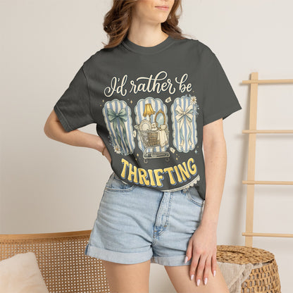 I'd Rather Be Thrifting T-Shirt — Vintage Cart Carton Graphic Tee for Thrift Lovers