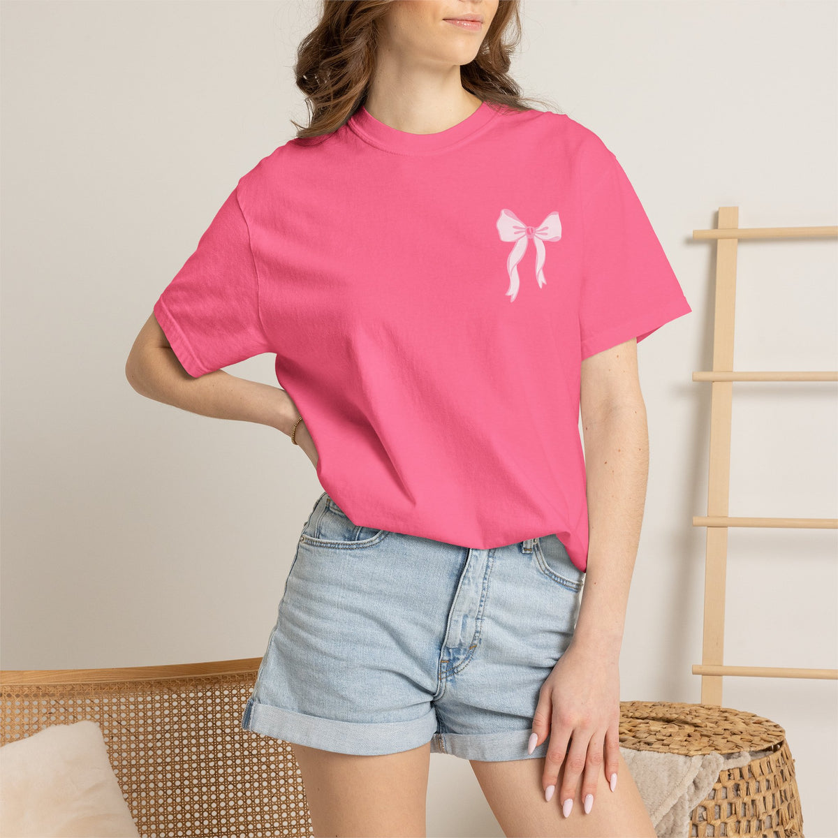T-shirt — "Love Like Jesus" Pastel Cross & Bow Graphic