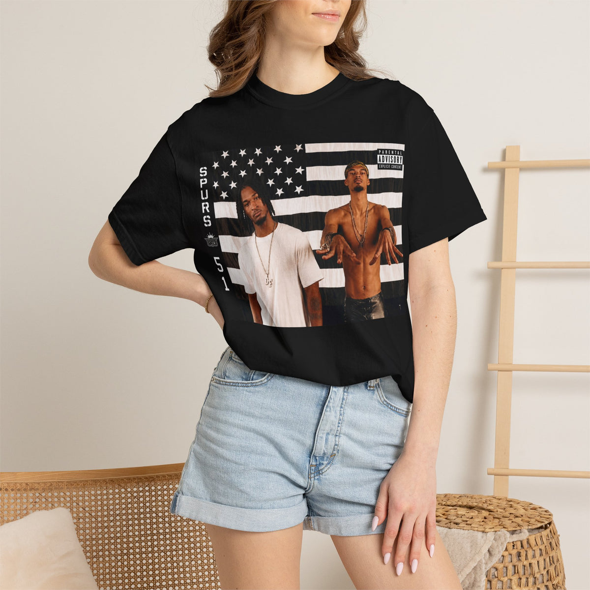 Graphic Photo Tee — Vintage Flag Portrait