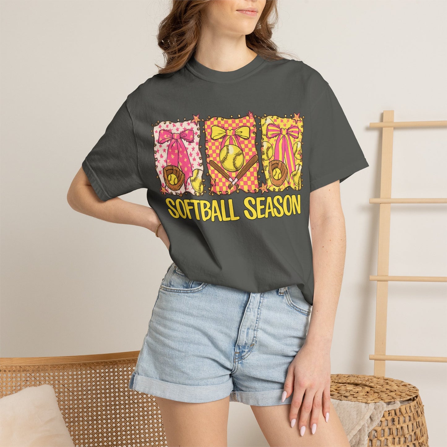 Softball Season T-Shirt — Cute Bow & Ball Graphic Tee