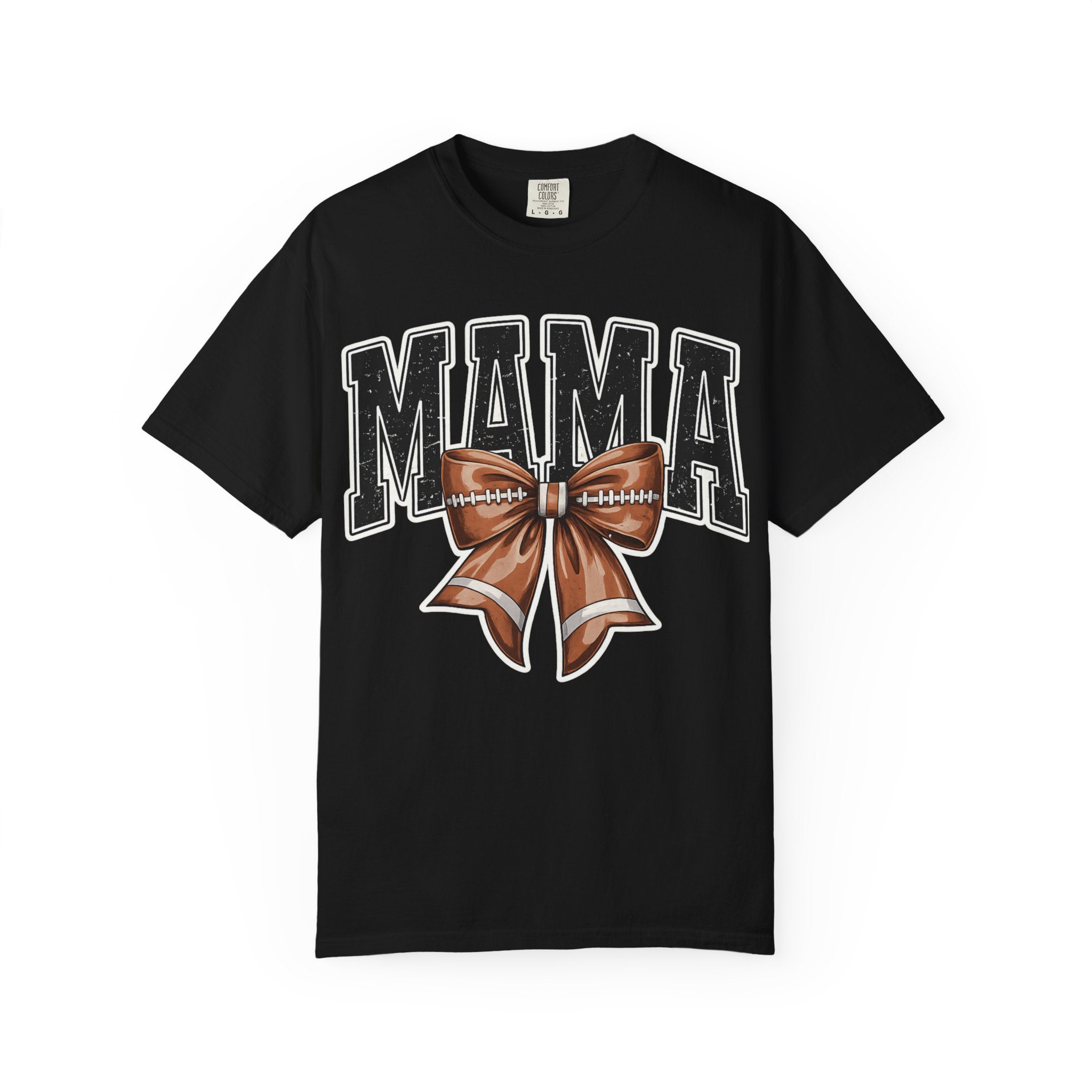 Mama Football Bow T-Shirt — Cute Mom Tailgate Tee for Game Day
