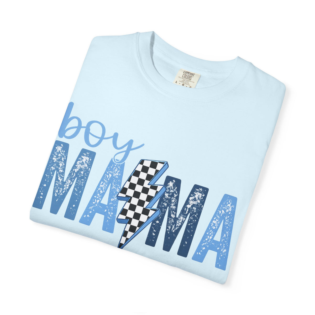 Boy Mama Lightning Bolt T-Shirt — Vintage Blue Mom Tee