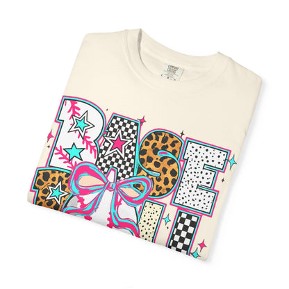 Baseball Mom Graphic T-Shirt — Colorful Leopard Print "Baseball" Design