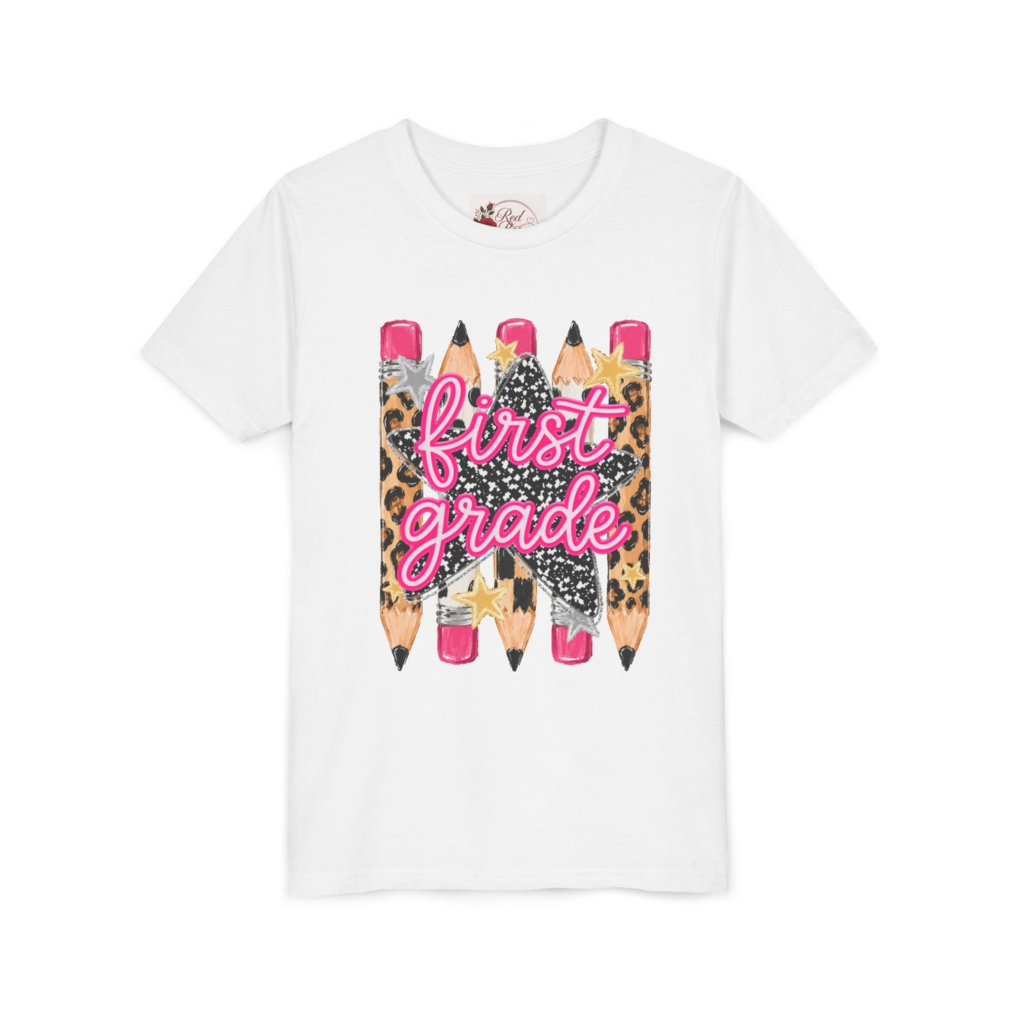 First Grade Youth Tee — Leopard Pencil Back to School Shirt