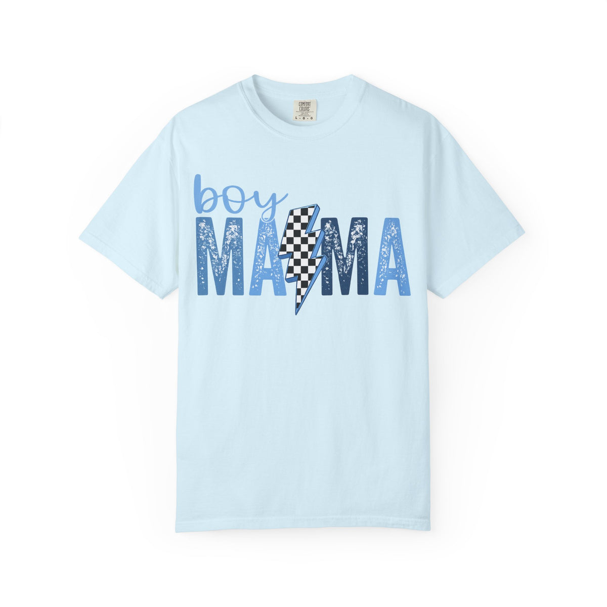 Boy Mama Lightning Bolt T-Shirt — Vintage Blue Mom Tee