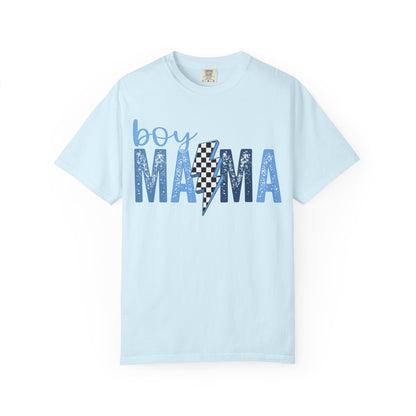 Boy Mama Lightning Bolt T-Shirt — Vintage Blue Mom Tee