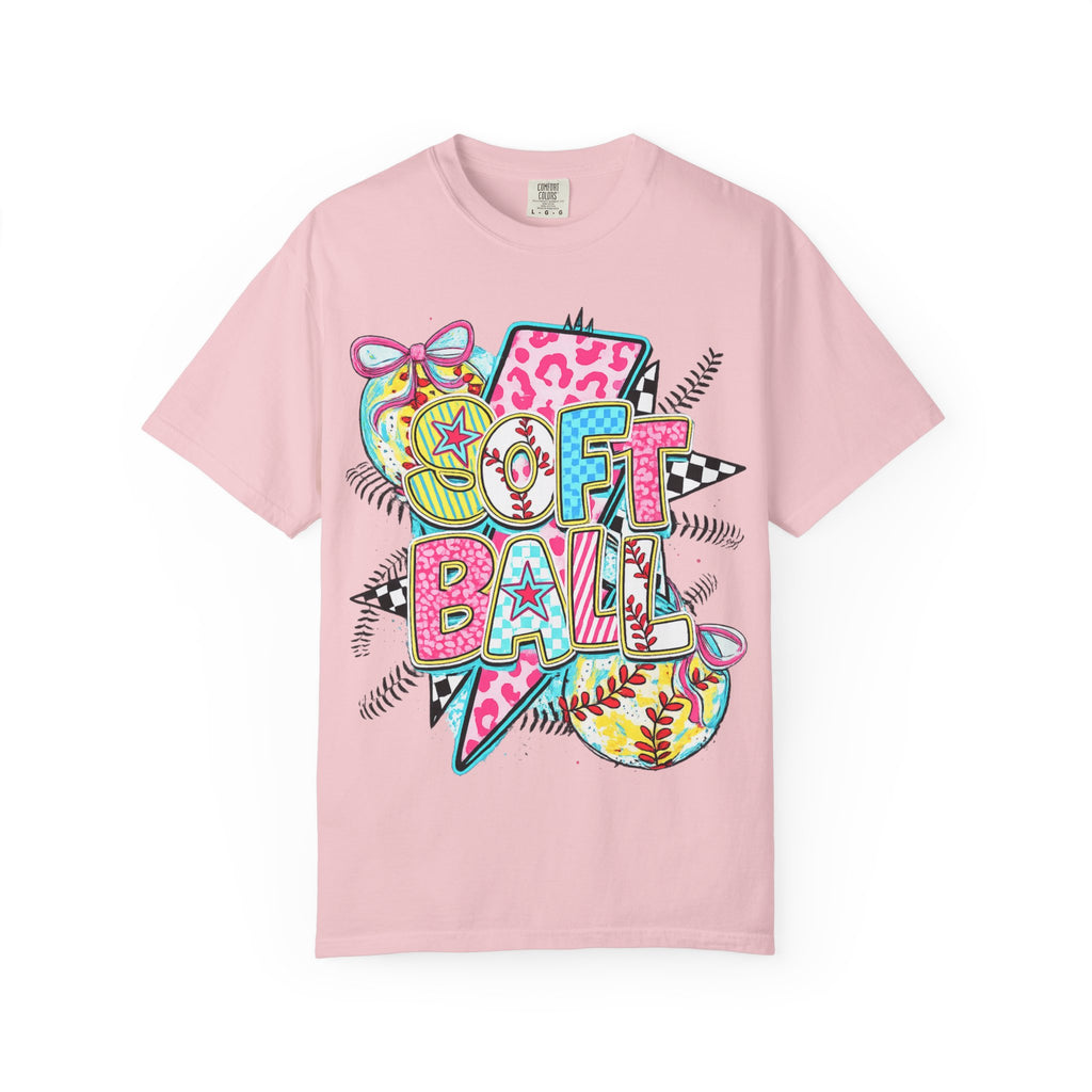 Softball Graphic T-Shirt — Colorful 'Softball' Pop Art Design