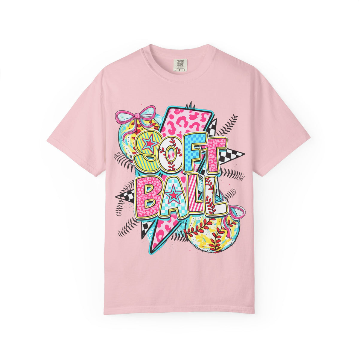 Softball Graphic T-Shirt — Colorful 'Softball' Pop Art Design