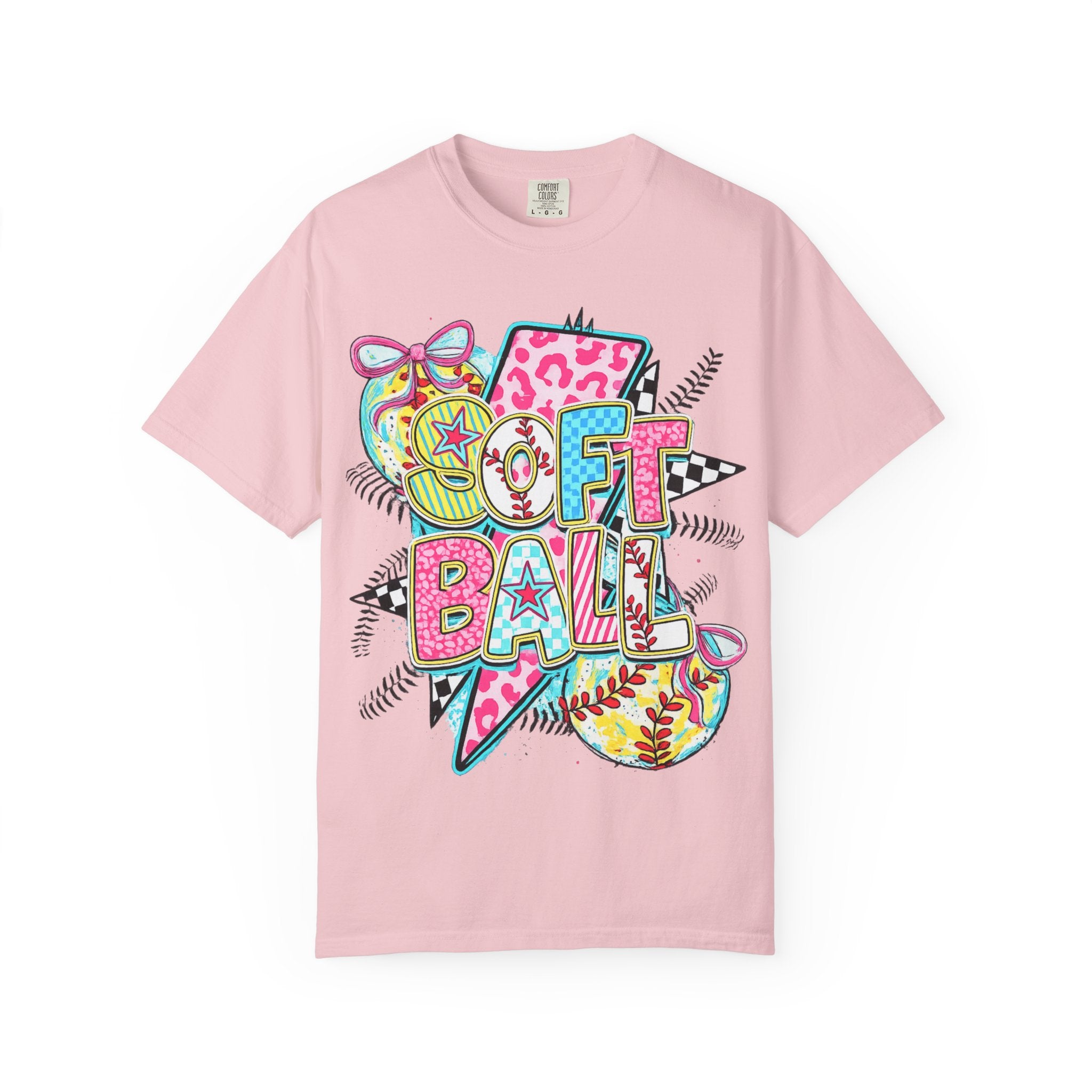 Softball Graphic T-Shirt — Colorful 'Softball' Pop Art Design