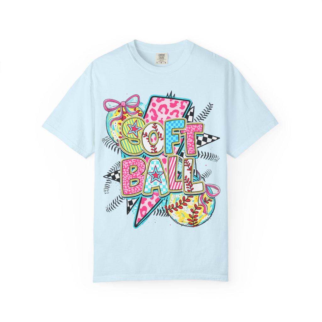 Softball Graphic T-Shirt — Colorful 'Softball' Pop Art Design