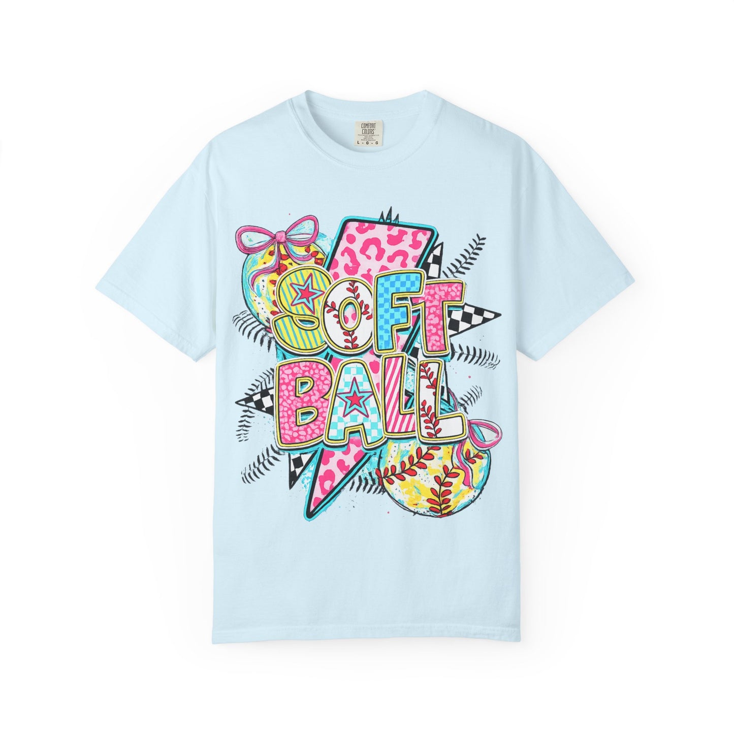 Softball Graphic T-Shirt — Colorful 'Softball' Pop Art Design