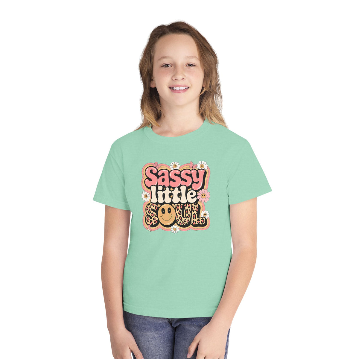 Youth Tee — "Sassy Little Soul" Retro Smiley Graphic