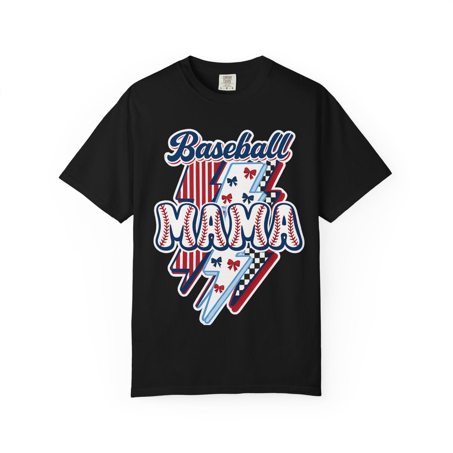 Baseball Mama T-Shirt — Retro Red & Blue Patriotic Graphic Tee