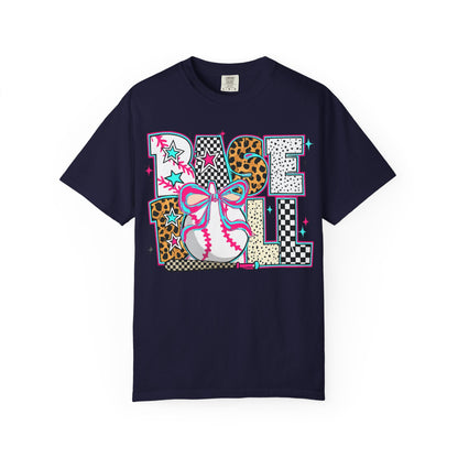 Baseball Mom Graphic T-Shirt — Colorful Leopard Print "Baseball" Design