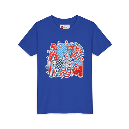 Youth Tee — Patriotic "America" Stars & Stripes Design (4th of July Kids Shirt)