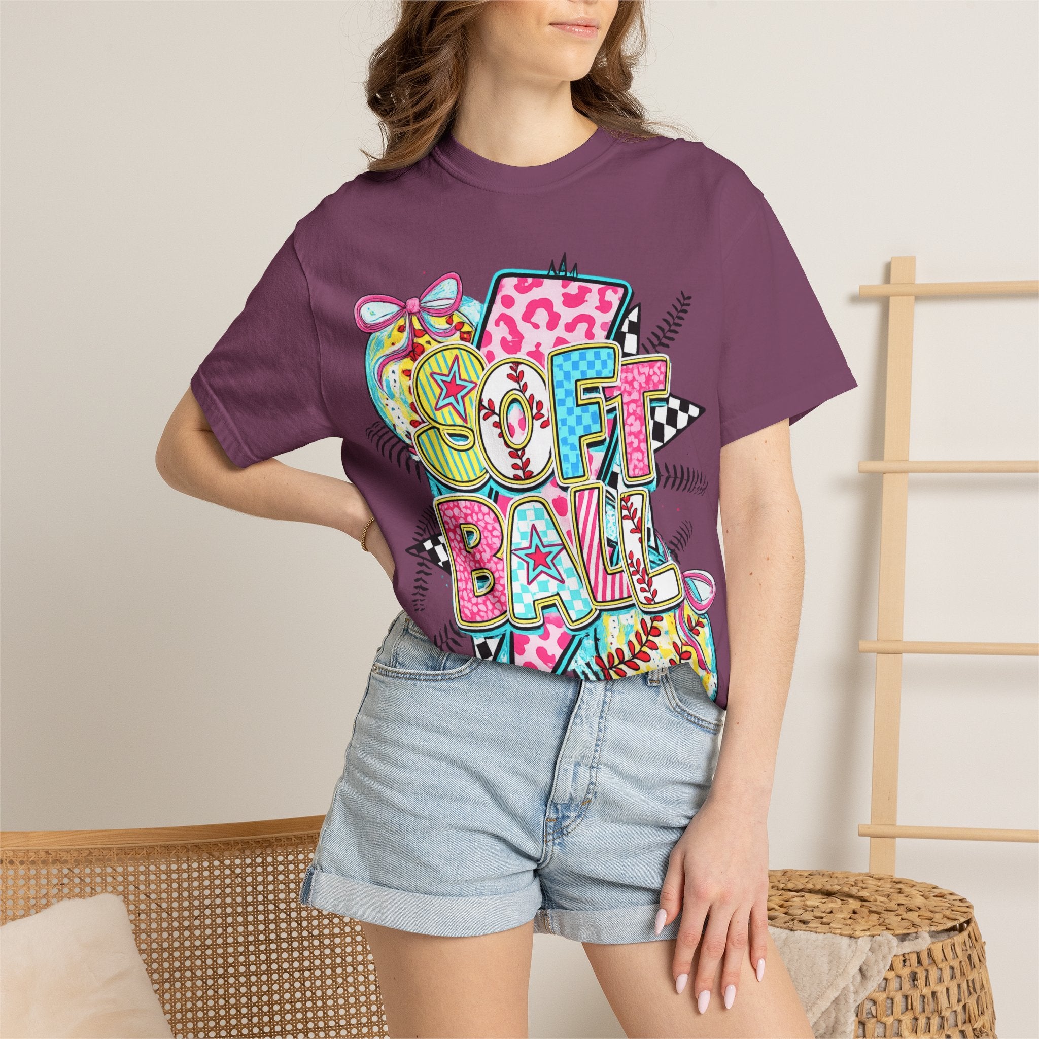 Softball Graphic T-Shirt — Colorful 'Softball' Pop Art Design