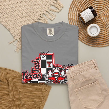 Texas Checkered Bull T-Shirt — Retro Cowboy State Graphic Tee