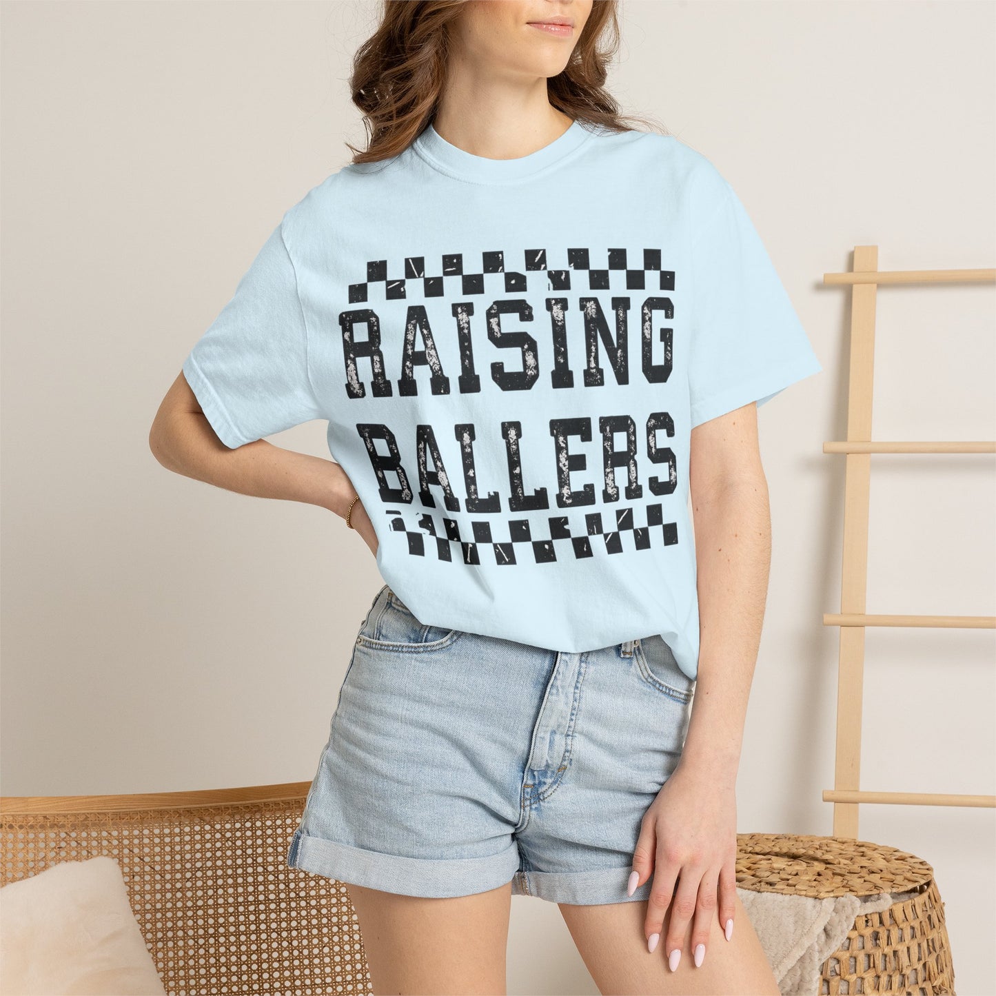 Raising Ballers T-Shirt — Vintage Checkerboard Kids Basketball Parent Tee
