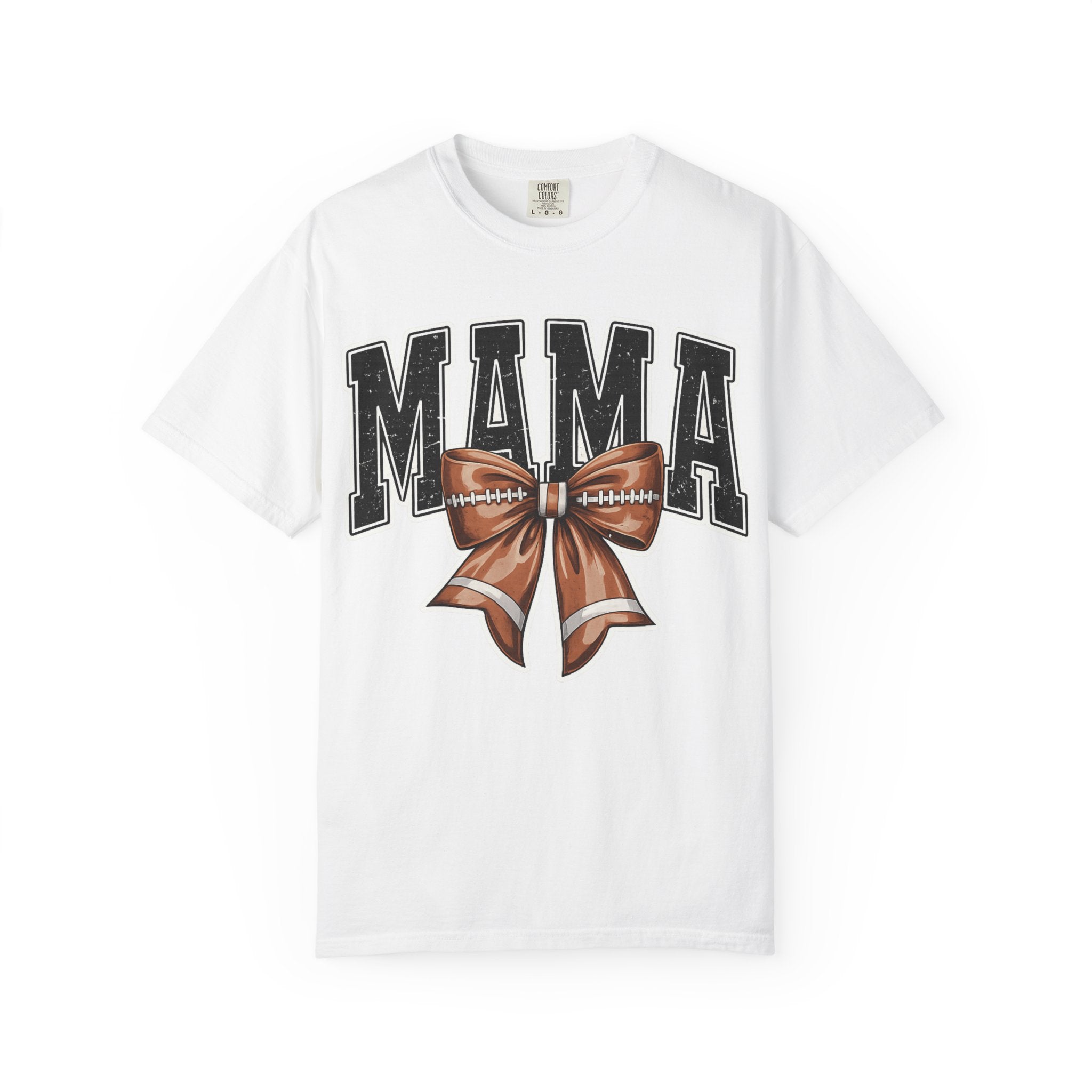 Mama Football Bow T-Shirt — Cute Mom Tailgate Tee for Game Day