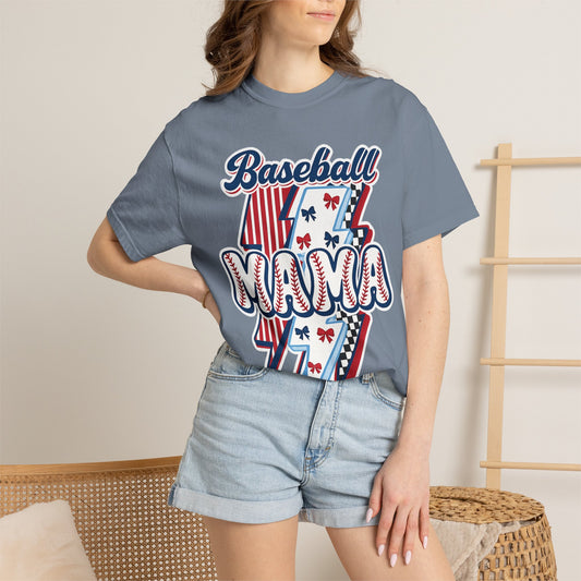 Baseball Mama T-Shirt — Retro Red & Blue Patriotic Graphic Tee