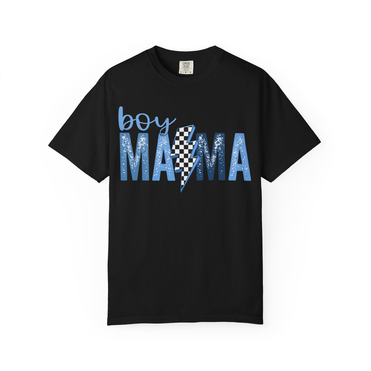 Boy Mama Lightning Bolt T-Shirt — Vintage Blue Mom Tee