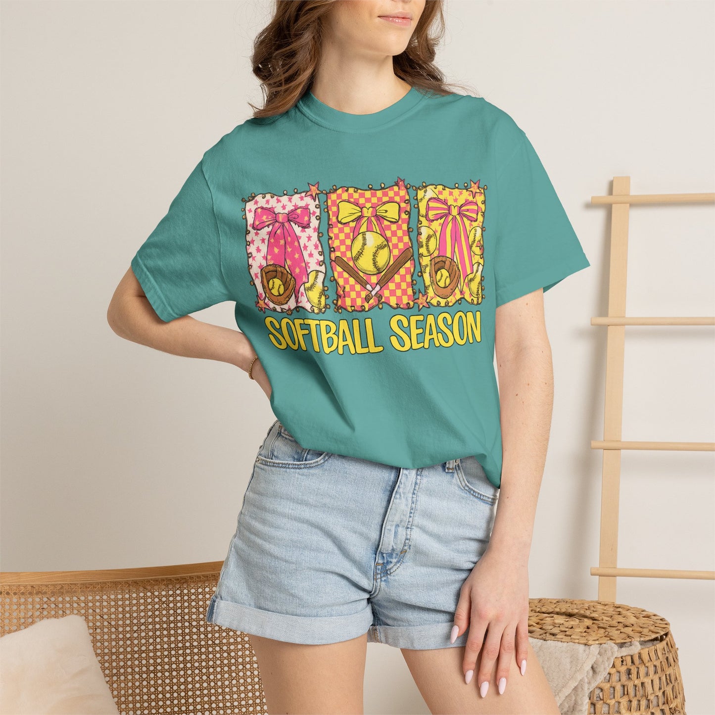Softball Season T-Shirt — Cute Bow & Ball Graphic Tee