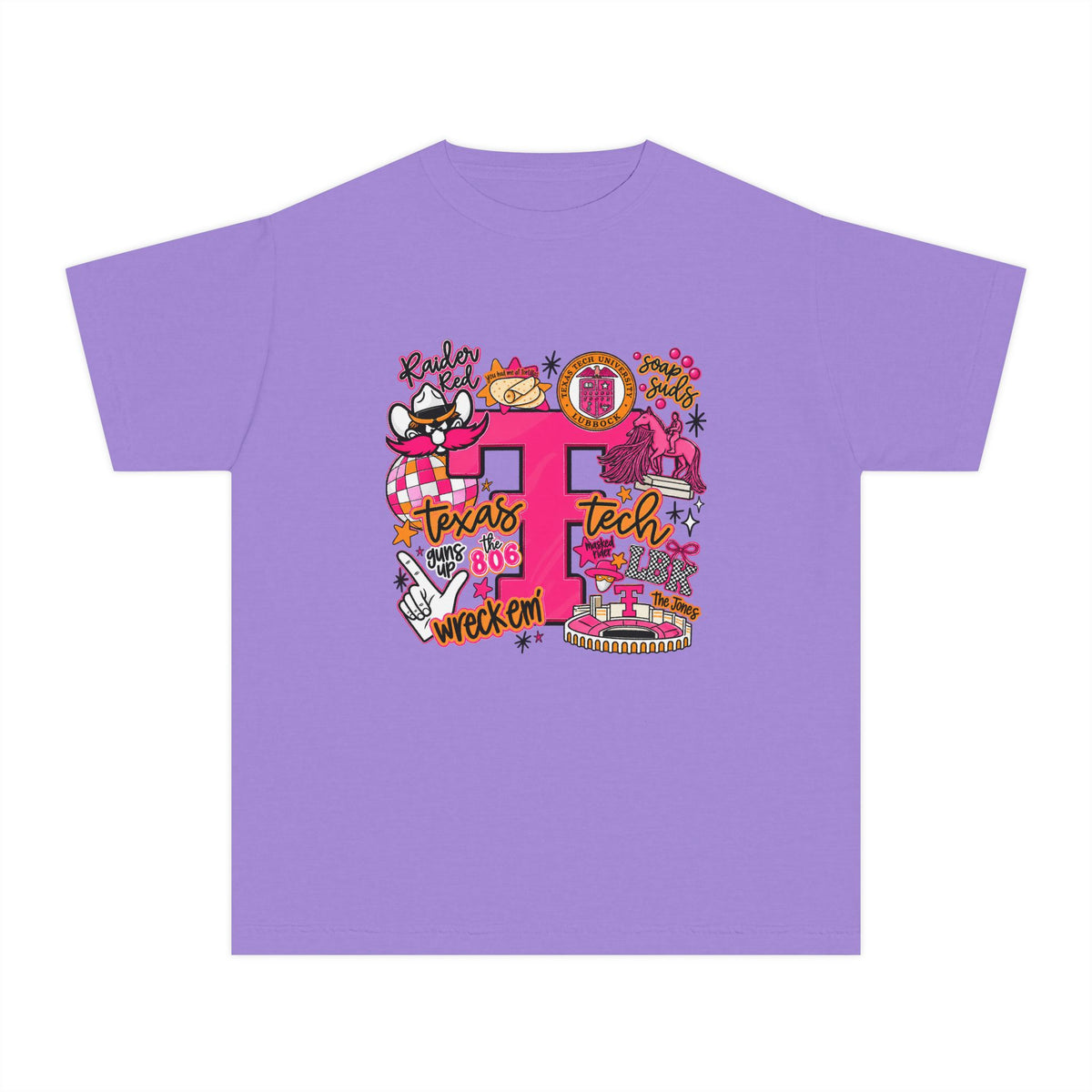 Pink 'P' Graphic Youth Tee — Cheerful School Spirit Shirt