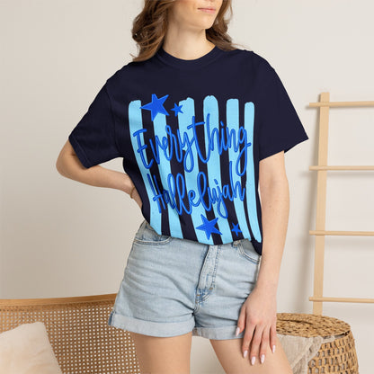 Everything Hallelujah T-Shirt — Blue Script Stars Graphic Tee