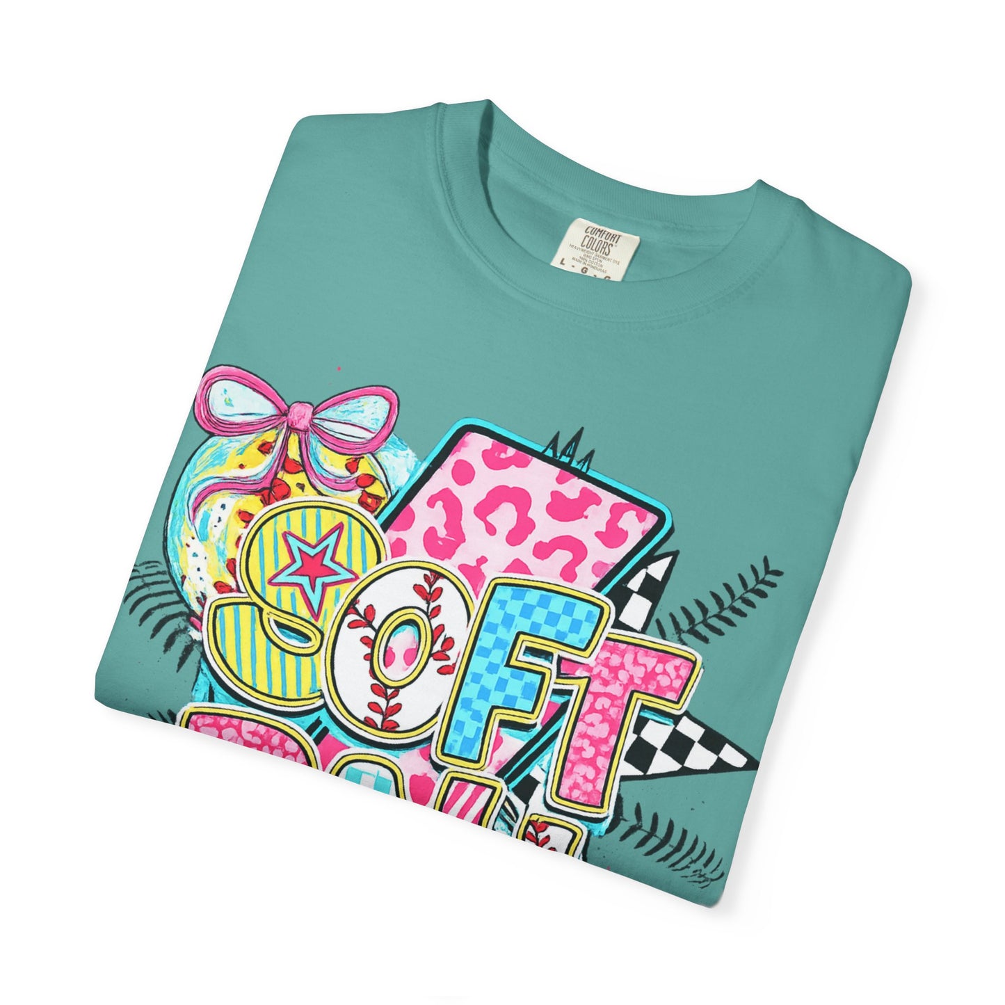 Softball Graphic T-Shirt — Colorful 'Softball' Pop Art Design