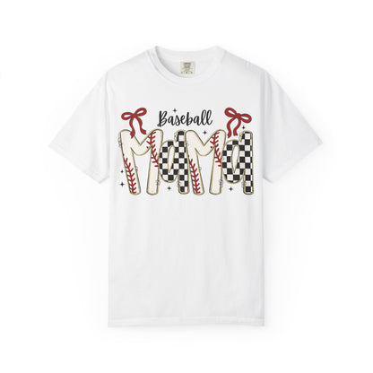 Baseball Mom T-Shirt — Vintage Checker & Stitch Graphic
