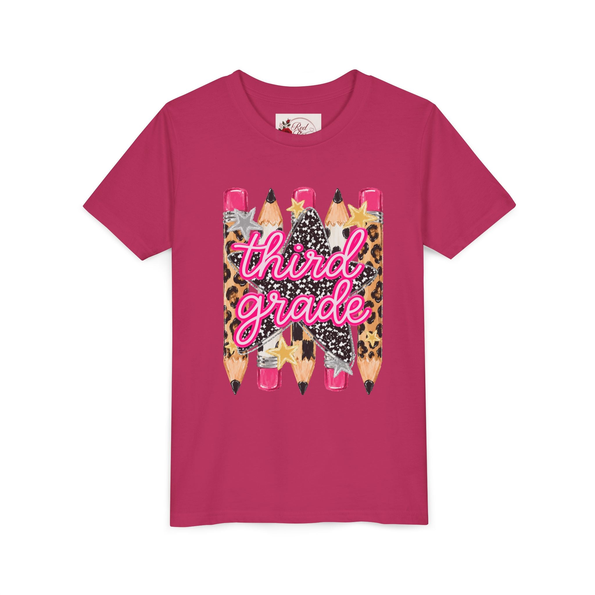 Third Grade Leopard Pencil Kids Tee — Back to School Youth Shirt