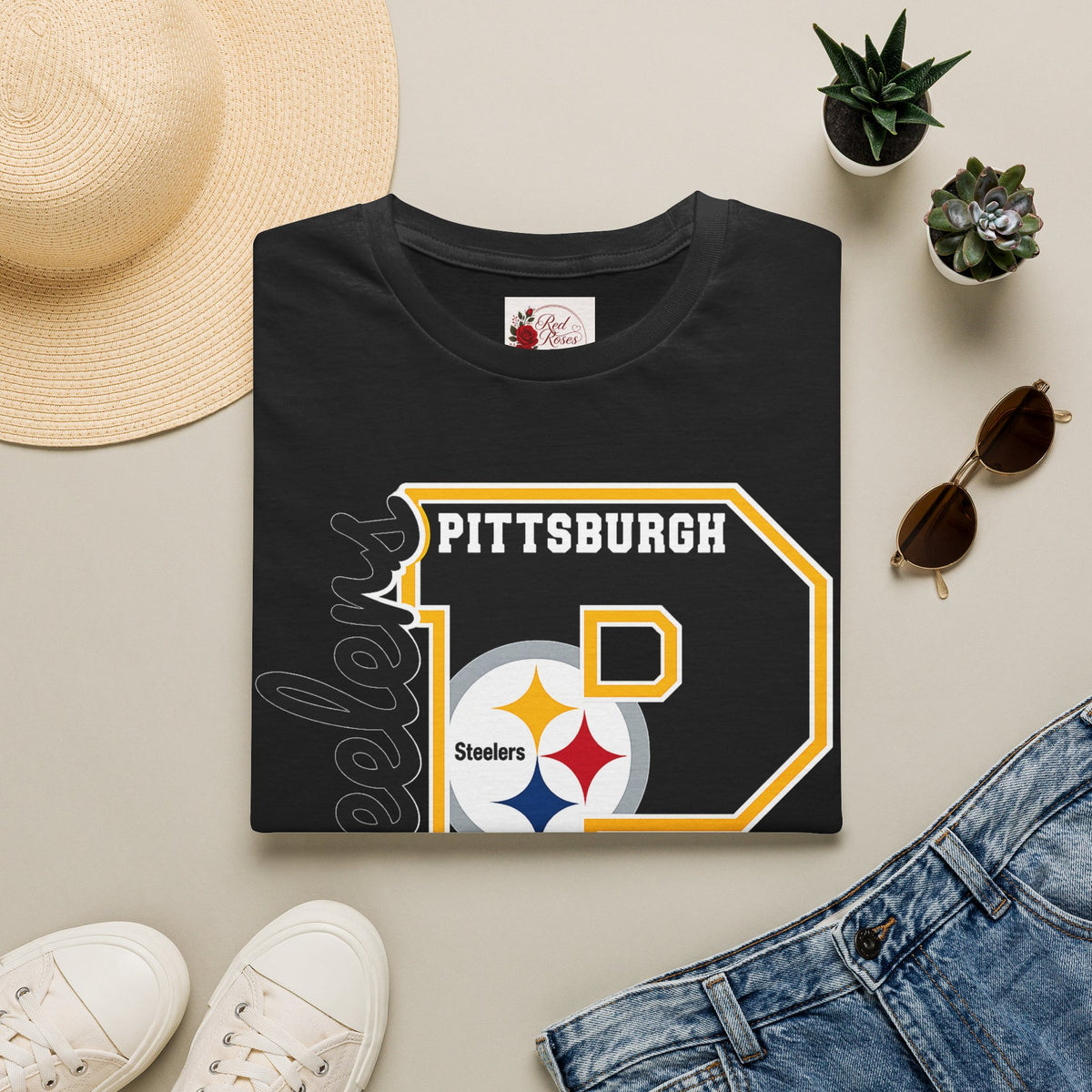 Pittsburgh Steelers P Letter T-Shirt – Retro Team Logo Tee