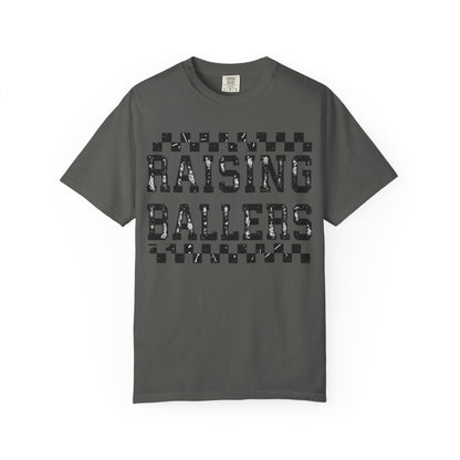 Raising Ballers T-Shirt — Vintage Checkerboard Kids Basketball Parent Tee