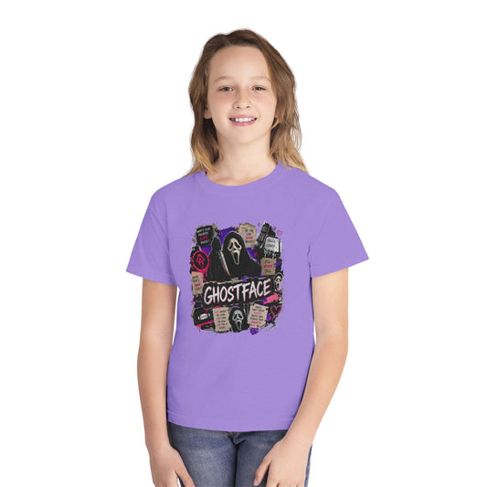 Youth Ghostface Graphic Tee – Scary Movie Horror Mask Design
