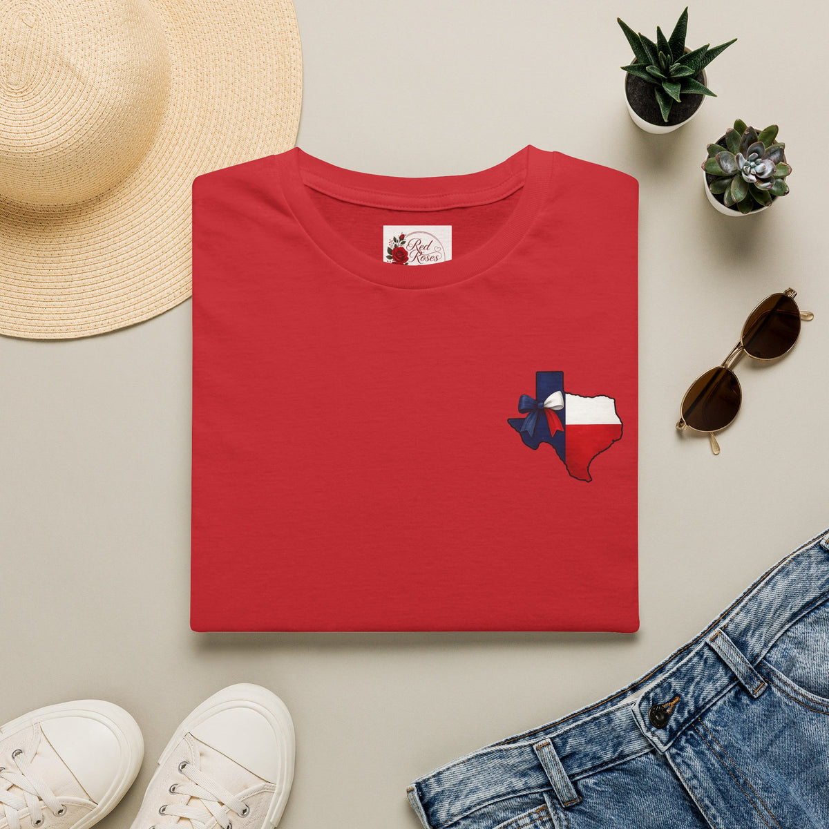 Texas Flag Outline T‑Shirt — Small Texas Map with Lone Star