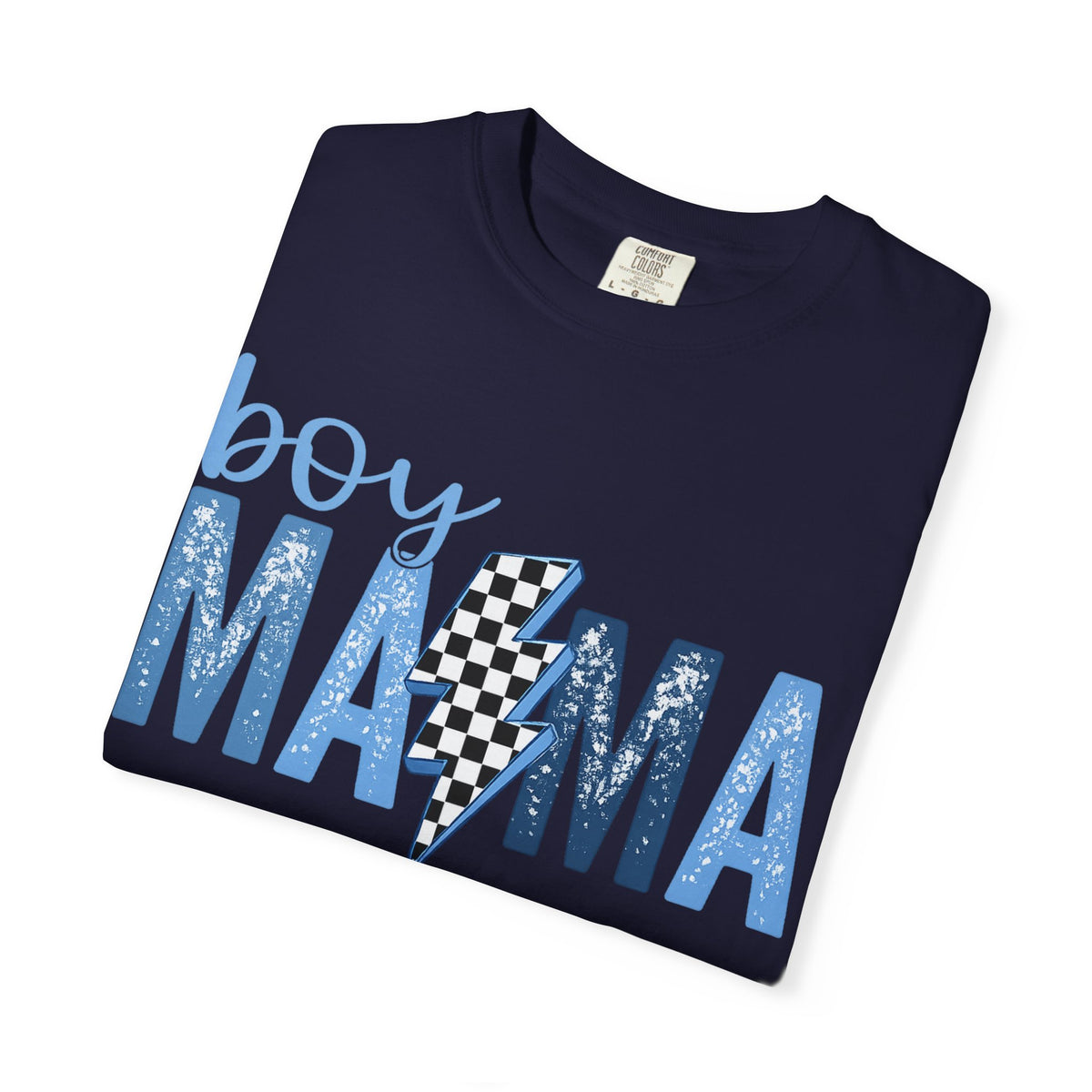 Boy Mama Lightning Bolt T-Shirt — Vintage Blue Mom Tee