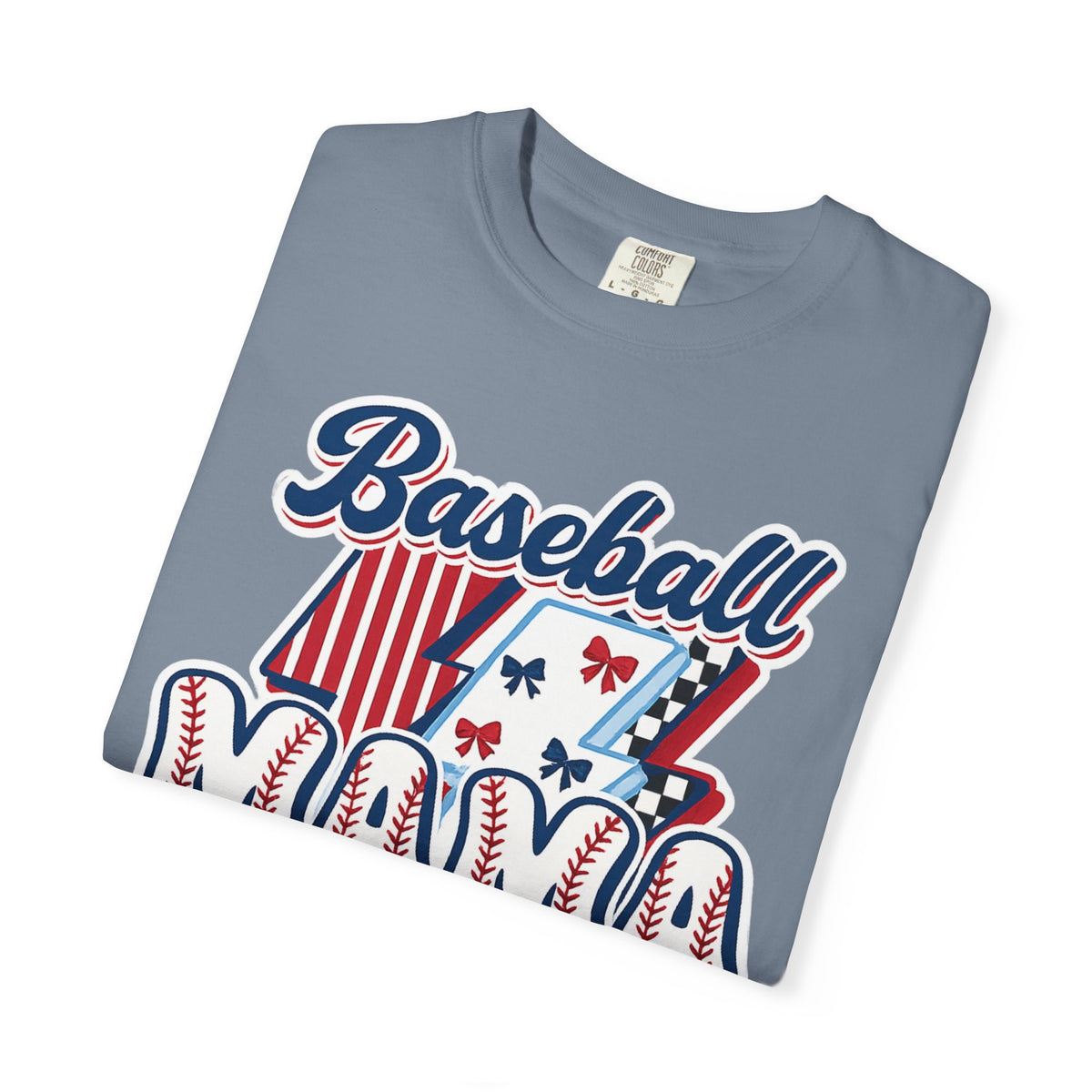 Baseball Mama T-Shirt — Retro Red & Blue Patriotic Graphic Tee