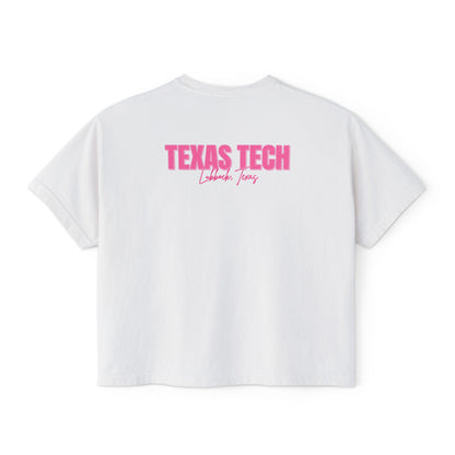 Texas Tech Lubbock Pink State Map Women's Boxy Tee
