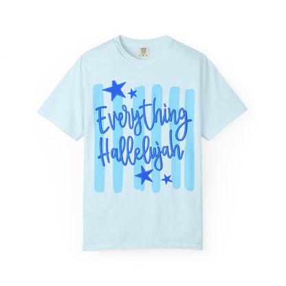 Everything Hallelujah T-Shirt — Blue Script Stars Graphic Tee