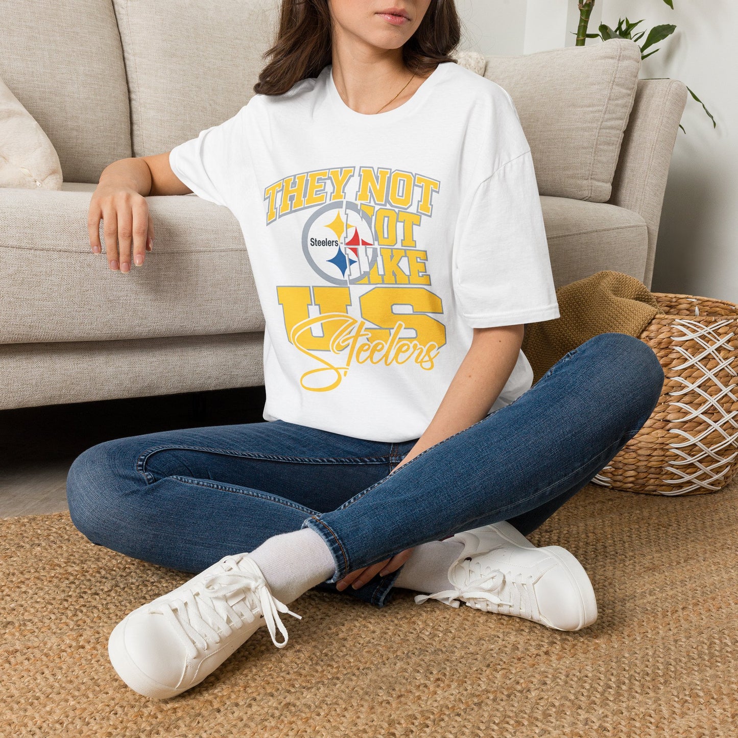 They Not Like Us Steelers T-Shirt — Vintage Yellow NFL Fan Tee