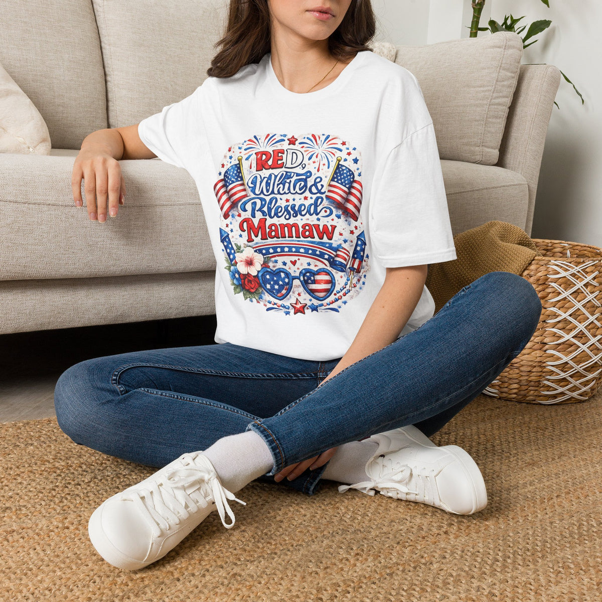 Red, White & Blessed Mamaw T-Shirt — Patriotic Grandma Tee