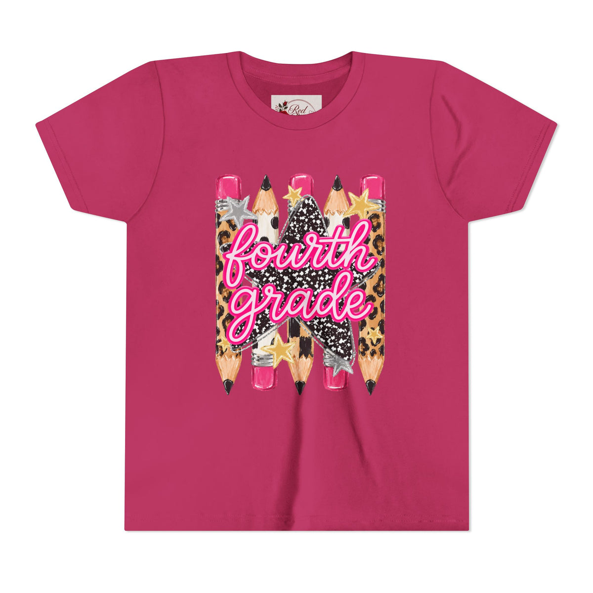 Fourth Grade Leopard Pencil Youth Tee
