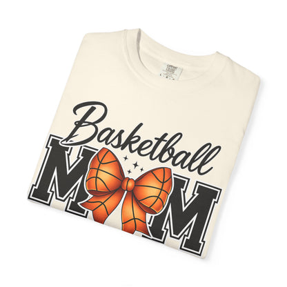 Basketball Mom T-Shirt — 'Basketball MOM' with Bow & Checkered Accent